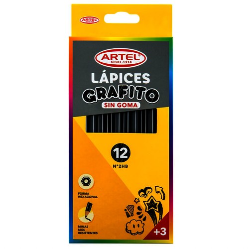 Lápiz Grafito 2 Hb Hexagonal Sin Goma Caja 12 Un